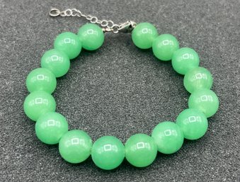 Jade Beaded 925 Silver Bracelet