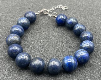 Lapis Lazuli Gemstone Beaded 925 Silver Bracelet