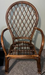 Vintage Bamboo Rattan Balloon Back Arm Chair