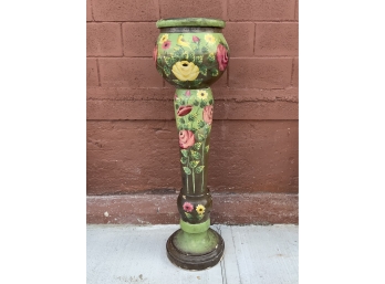 Vintage Handpainted Three Piece Ceramic Standing Planter