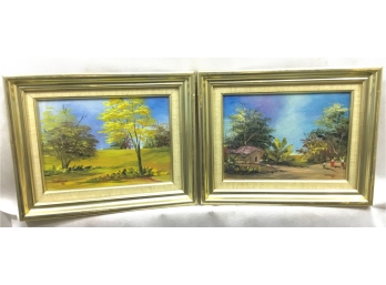 Two Corina S. Alvarez De Lugo Signed Oil On Canvas Paintings