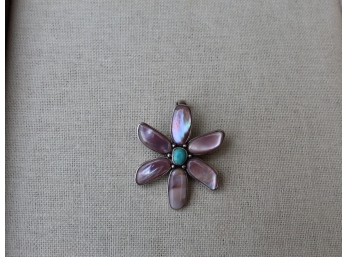 Sterling  Pink Flower  Pendant