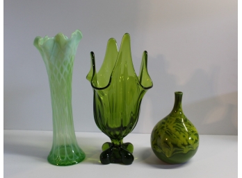 Three Green Vases