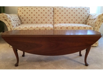 Queen Anne Drop Leaf Cherry Finish Oval Coffee Table