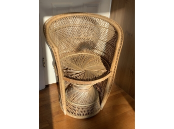 Vintage SMALLER Size Wicker Peacock Chair ~ Rattan High Back Fan Chair Natural