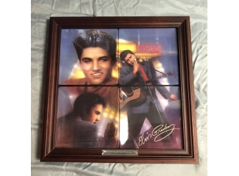 Set Of 4 Limited Edition Elvis Plates From “Pure Platinum Mural” Framed