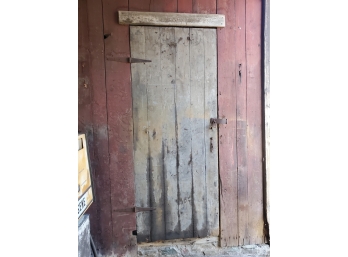 Turn Of The Century Antique Barn - Interior Wood Slat Door With Hardware