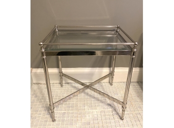 Small Glass And Chrome Table By Restoration Hardware