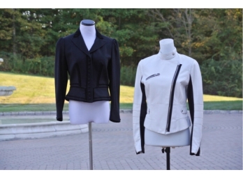 Kenneth Cole White Leather Jacket And Ralph Lauren Black Wool Jacket - Both Size 4