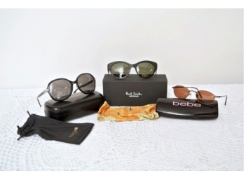 Three Pair Designer Sunglasses - Bebe, Paul Smith And Balmaine, Paris