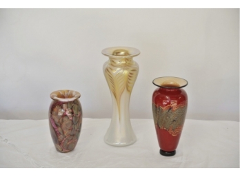 Three Art Glass Vases