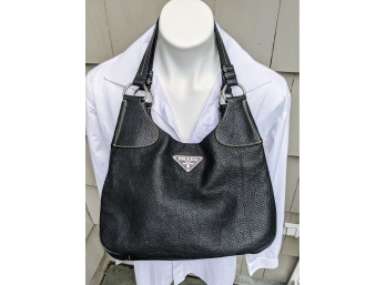 Black Prada Hobo Leather Handbag