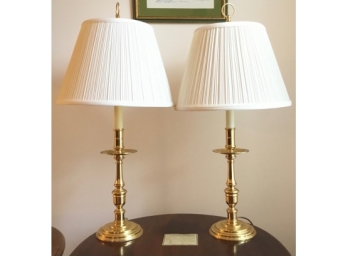 Pair Of Baldwin American Museum Brass Lamps With Shades