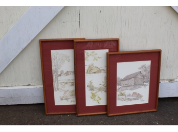 Three Matted & Framed Prints