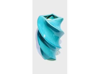 Turquoise Glazed Spiral Vase