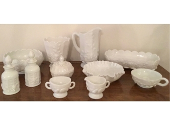 Large Asst Westmoreland Ect Grape Pattern Milk Glass Lot