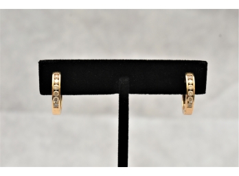 14k Gold Diamond Studded Hoops