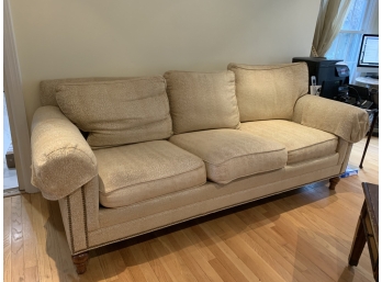 Ethan Allen Cream Three Seater Sofa Couch