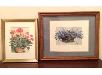 Pair Of J. Waldman Pencil Signed Floral Prints