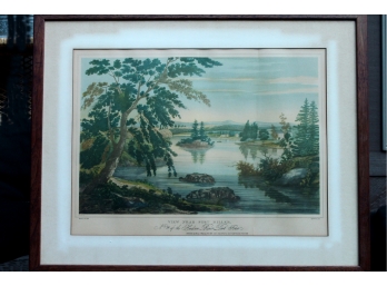 **Very Rare Framed Vintage Engraving 'VIEW NEAR FORT MILLER, No.9 Of The Hudson River Portfolio'**