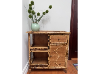 Intricate Bamboo Single Drawer Cabinet