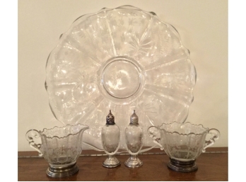 Sterling Silver Etched Glass Lot