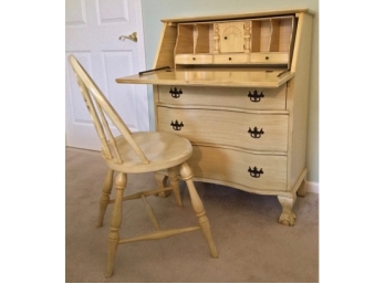 Secretary Desk Serpentine Front With Carved Ball And Claw Feet