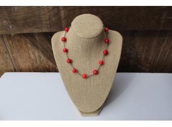 Red Bead & Silver Necklace