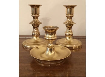 Three Baldwin Brass Candlesticks