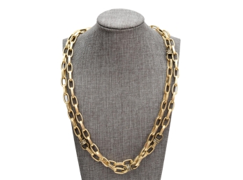 Signed Link Gold-Tone Chain Necklace