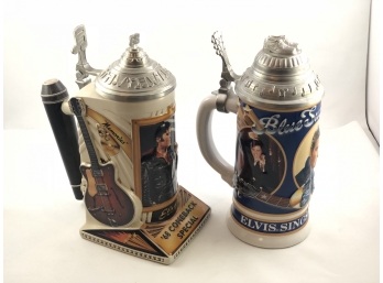 Pair Of Limited Edition Elvis Steins From 'Elvis Sings The Blues' Series Anheuser-Busch 2000