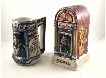 Pair Of Limited Edition Elvis Steins 1999 Jukebox And 68 Comeback Special Anheuser-Busch