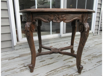 Marble Top Carved Oval Side Table