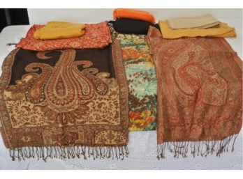 Collection Of Designer Scarves And Shawls - 9 Pieces