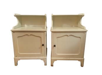 Vintage Pair Of White Nightstands.