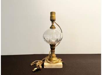 Antique Clear Glass Oil Lamp Converted To Electric