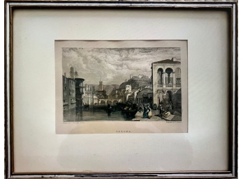 Antique Hand Colored Engraving Titled Verona