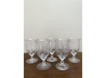 Set Of Antique Pressed/cut Glass Goblets