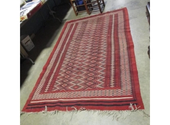 Hand Knotted Flat Woven Wool Rug 96'x60'. #3188