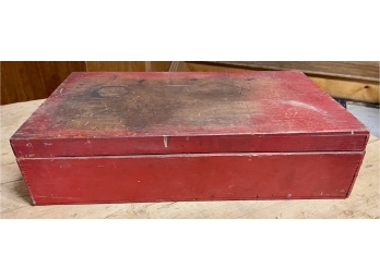 Antique Primitive Red Painted Wood Box