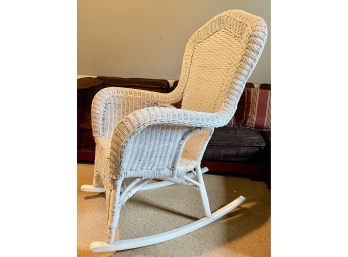 Vintage White Wicker Rocking Chair