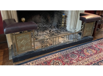 Vintage Or Antique Brass Fireplace Club Fender Bench