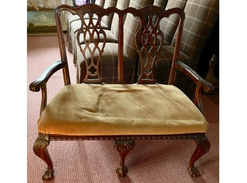 Vintage Chippendale Style Double Chair Settee