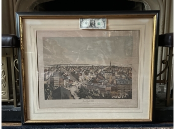 Vintage Large Framed  New York 1848 Lithograph