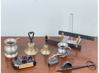 GROUPING of BELLS PEWTER MEASURES etc