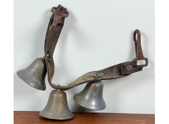 ANTIQUE BRASS BELLS with VERDIGRIS PATINA