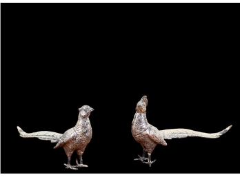 PAIR OF SILVER PLATED PHEASANTS