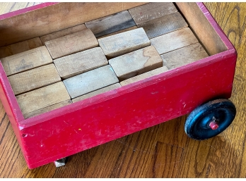 SET of LOCALLY MADE BUILDING BLOCKS & CART