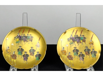 PAIR SIGNED SATSUMA NUT DISHES