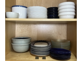 CONTEMPORARY STACKS of PLATES, BOWLS, ETC